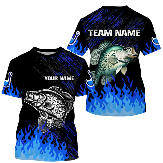 Maxcorners Blue Fire Crappie Fishing Custom Performance Long Sleeve Crappie Fishing Tournament Shirts For Team