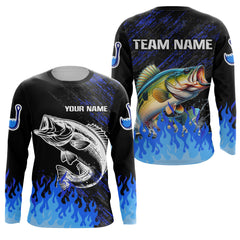 Maxcorners Blue fire Largemouth Bass fishing Custom performance long sleeve fishing tournament shirts for team MT2108