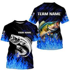 Maxcorners Blue fire Largemouth Bass fishing Custom performance long sleeve fishing tournament shirts for team MT2108