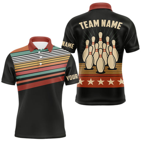 Maxcorners Retro Bowling Polo, Quarter Zip Shirt for Men Custom Vintage Team Bowling Jersey, Gift For Bowlers MT2808