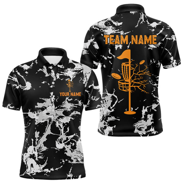 Maxcorners Black and Gray Camo Orange Disc Golf basket Mens Disc golf polo shirts Custom team disc golf jerseys MT0410