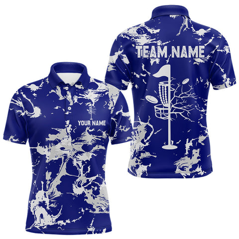 Maxcorners Blue and Gray Camo Disc Golf basket Mens Disc golf polo shirts Custom team disc golf jerseys MT0410