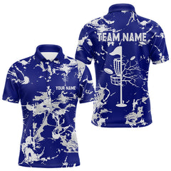 Maxcorners Blue and Gray Camo Disc Golf basket Mens Disc golf polo shirts Custom team disc golf jerseys MT0410