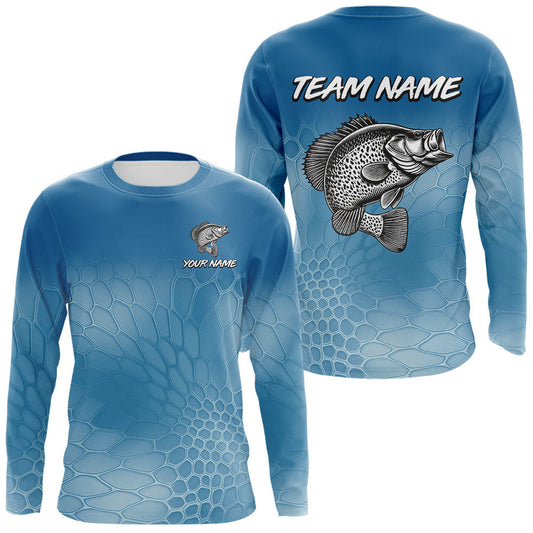 Maxcorners Blue Camo Crappie fishing sun shirts custom name Crappie fishing jerseys for men, women LM1812
