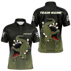 Maxcorners Custom Black and Green Alligator Bowling shirts for Men, Bowling Team league jersey MT2009