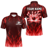 Maxcorners Red flame lightning thunder Bowling polo, quarter zip shirts for men custom Bowling team jerseys MT0111