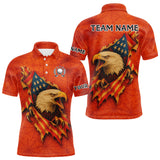 Maxcorners American Flag Eagle Orange spider web Halloween Golf Polo Shirt For Men Custom mens golf outfit LM0210