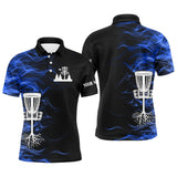 Maxcorners Blue smoke black Mens disc golf polo shirts custom team disc golf basket best mens disc golf wears MT0510