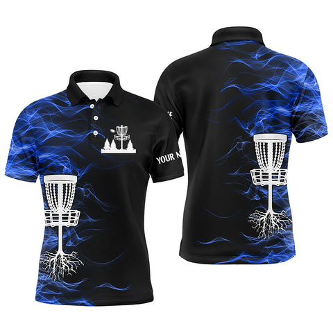 Maxcorners Blue smoke black Mens disc golf polo shirts custom team disc golf basket best mens disc golf wears MT0510