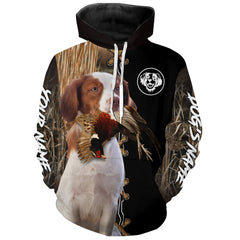 Maxcorners American Brittany Hunting Dog Custom Name Hoodie Shirt for Hunter | Pheasant