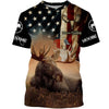 Maxcorners Custom Name Moose hunting American Flag 3D All Over Printed Clothes