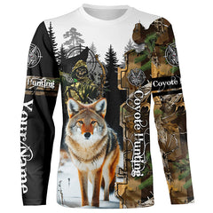 Maxcorners Coyote Hunting Camouflage Custom Name Shirts for Hunters, Personalized Hunting Shirts LM2608