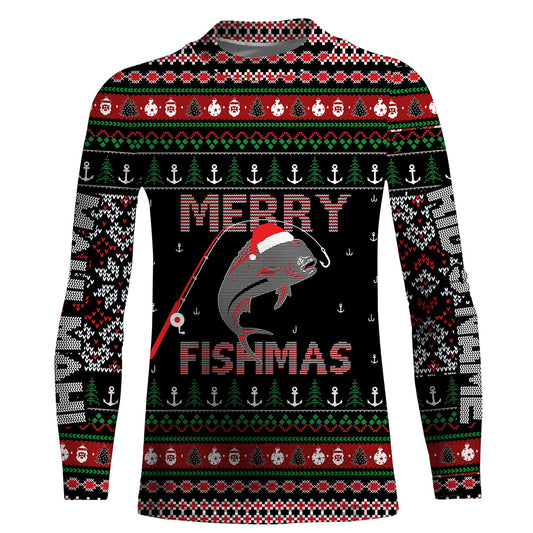 Maxcorners Ugly Fishing Christmas Mahi Mahi Fish Apparel, Merry Fishmas Custom Name Shirts, Christmas Gift for Fisherman LM0201