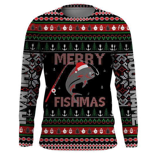 Maxcorners Ugly Fishing Christmas Mahi Mahi Fish Apparel, Merry Fishmas Custom Name Shirts, Christmas Gift for Fisherman LM0201