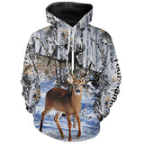 Maxcorners Deer Hunting Winter Snow Camo Custom Name Shirts for Men, Personalized Deer Hunting Gifts LM2608
