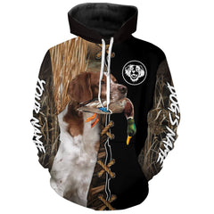 Maxcorners Brittany Hunting Dog Custom Name Hoodie Shirt for Hunter | Duck