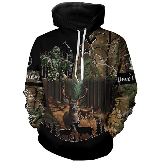 Maxcorners Deer Hunting Gripm Reaper Camouflage Custom Name all over print Shirts, Deer Hunting Gifts Shirt LM2608
