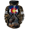 Maxcorners Elk Hunting Colorado Flag Custom Name Shirt 3D All Over Printed Clothes