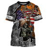 Maxcorners Deer Hunting American Flag Grim Reaper Custom Name camouflage Shirts for Hunters, Hunting Clothin LM2608