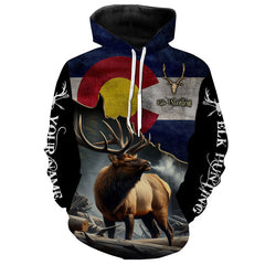 Maxcorners Elk Hunting Colorado Flag Custom Name Shirt 3D All Over Printed Clothes