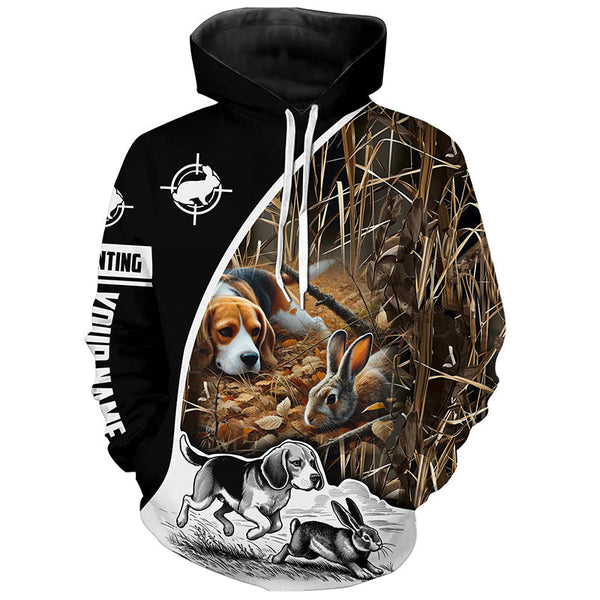 Maxcorners Rabbit Hunting with Beagle Dog Camo Custom name all over print Shirts, Personalized Gifts LM2608