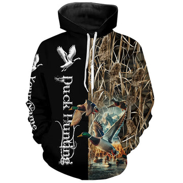 Maxcorners Duck Hunting Waterfowl Camo Custom Name Shirts for Men and Kid, Personalized Duck hunters gifts LM2608