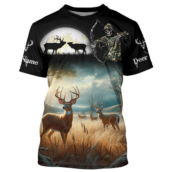 Maxcorners Deer Hunting Grim Reaper Custom Name Shirts for Deer Hunter, Hunting Gift, Hunting Shirts LM2608