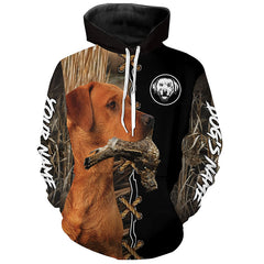 Maxcorners Fox Red Labrador Retriever Hunting Custom Name Shirt, Personalized Hunting Dog Hoodie  | Grouse