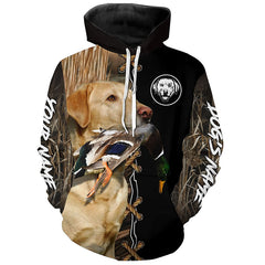 Maxcorners Yellow Labrador Retriever Hunting Dog Custom Name Hoodie Shirt for Hunter  | Duck