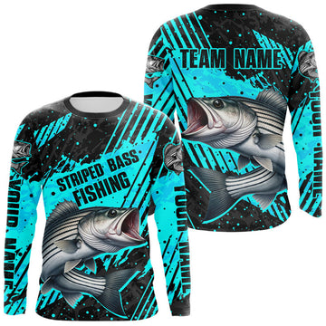 Maxcorners Personalized Striped Bass Performance Fishing Shirts Long Sleeve, Bass Fishing Jerseys LM0503