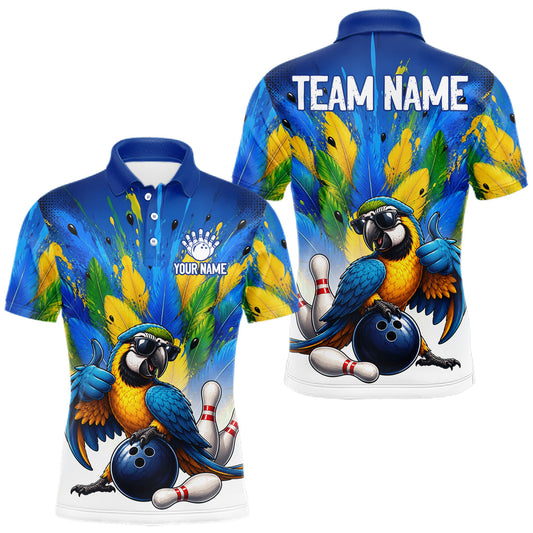 Maxcorners Custom Green Funny Parrot Bowling Jersey For Men Bowling League Bowling Team Shirts LM0607