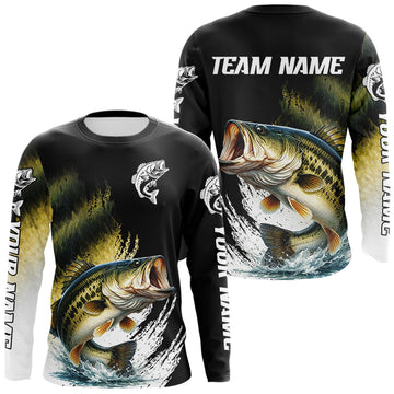 Maxcorners Largemouth Bass Fishing Shirts Long Sleeve For Men, Beautiful Bass Fishing Shirts LM1203