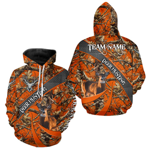 Maxcorners Orange Camo Deer Hunting Shirt 3D All Over Print Personalized Team Name Gift for Hunters LM0409