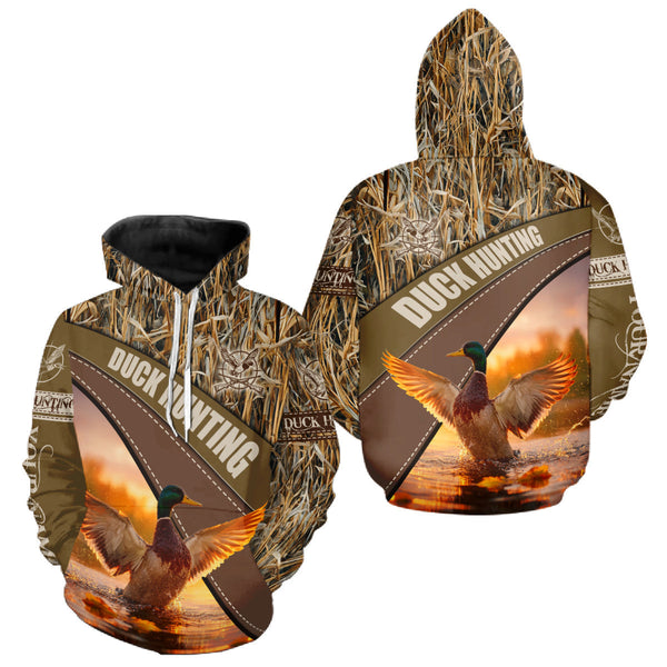 Maxcorners Mallard Duck Hunting Shirt Camo Custom Name Hunting Clothes For Hunters Best Gift LM1109