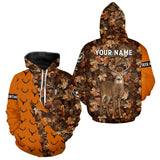 Maxcorners Whitetail Deer Hunting Orange and Autumn Camo Shirts, Personalized Hunting Shirt LM1610