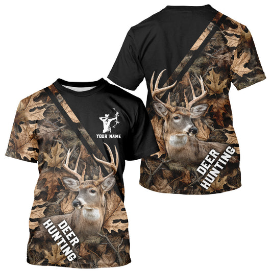 Maxcorners Deer Hunting Camo Custom Name 3D All Over Print Hoodie Basic Brown, Deer Hunting Season LM1112