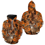 Maxcorners Unisex 3D Deer Hunting Orange Camo Shirt, Whitetail Deer Hunting Shirt For Deer Hunters LM1610