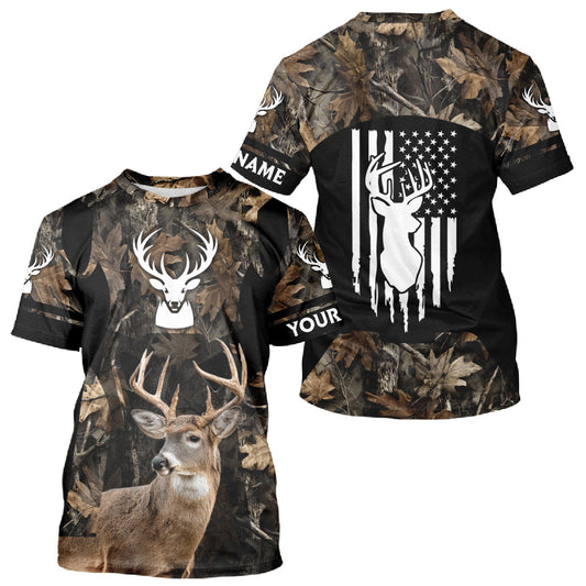 Maxcorners Deer Hunting With Full All Over 3D For Deer Hunters, Personalized US Flag Camouflage LM1112