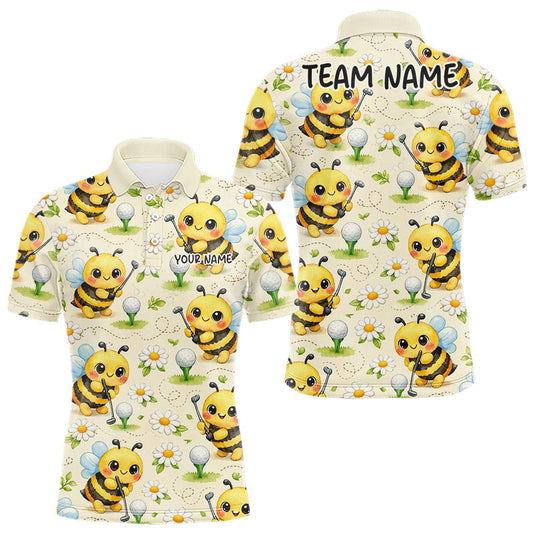Funny Mens Golf Polo Shirt Custom Bee Pattern, Bee Golf Shirts For Team LM1203