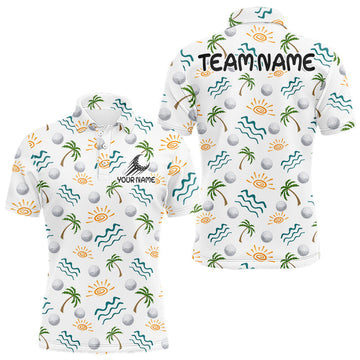 Maxcorners Personalized Tropical Palm Trees Mens Golf Polo Shirts Summers Team Golf Clothes