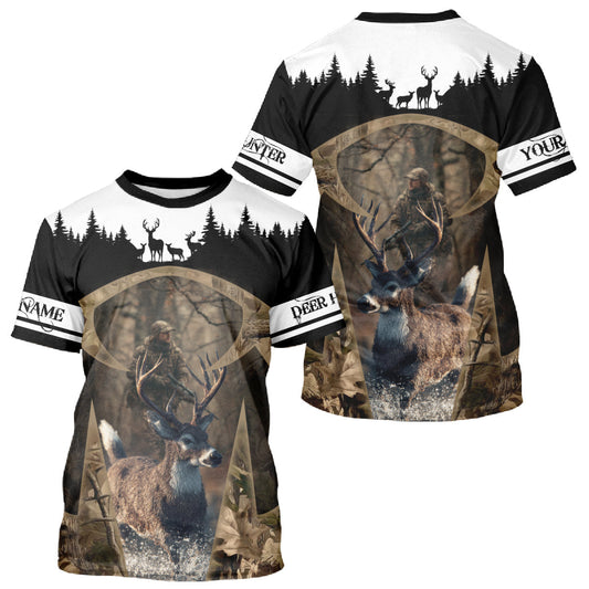 Maxcorners Whitetail Deer Hunting Season Shirt 3D Forest Scene Camo Best Hunting Gift For Hunters LM2608