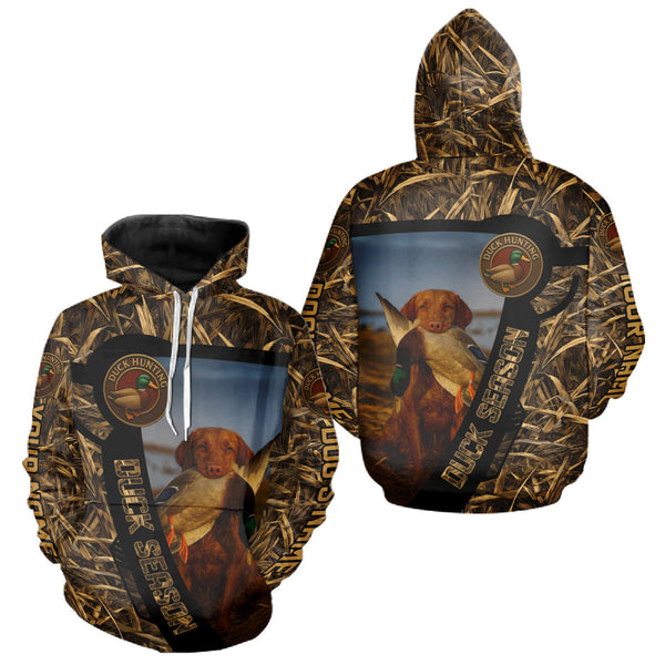 Maxcorners Duck Hunting Shirt Custom Name with Vizsla Dog Camo Hunting Clothes For Duck Hunters LM1809