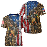 Maxcorners Mallard Duck Hunting Shirt Personalized Camo With German Shorthaired Pointer US Flag Clothes LM1809