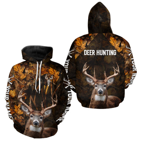Maxcorners Whitetail Deer Hunting Custom Name Camo Shirt, Personalized Deer Hunting Clothing LM2110