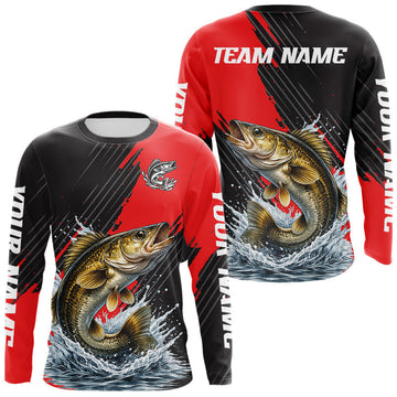 Maxcorners Walleye Fishing Long Sleeve Tournament Shirts, Personalized Walleye Fishing Jerseys LM1903