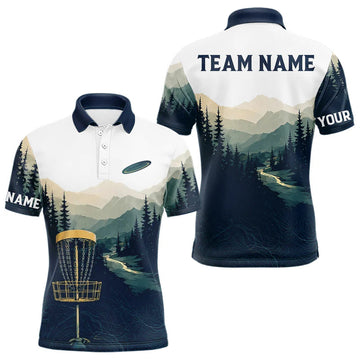 Maxcorners Green Mountain Disc Golf Mens Polo Shirt Custom Forest Disc Golf Shirt For Men LM2704