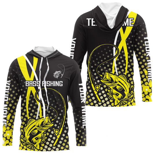 Maxcorners Personalized Bass Fishing Jerseys, Bass Fishing Long Sleeve Shirt| Red LM2512