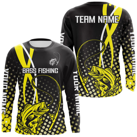 Maxcorners Personalized Bass Fishing Jersey,Bass Fishing Long Sleeve Fishing Tournament Shirts LM0201