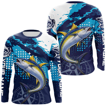 Maxcorners Custom Yellowfin Tuna Long Sleeve Fishing Shirts For Men, Design Tuna Fishing Jerseys LM2603