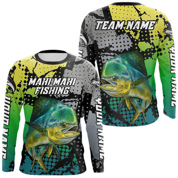 Maxcorners Mahi Mahi Fishing Shirt Green Camo Custom Name, Mahi Mahi Fishing Team Jerseys LM0402